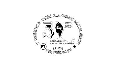 POSTE ITALIANE: DISPONIBILE L’ANNULLO DEDICATO AL 50° ANNIVERSARIO DELLA FONDAZIONE RACHELINA AMBROSINI